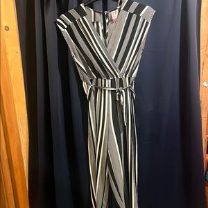 No Boundaries Black and White Wrap Jumpsuit